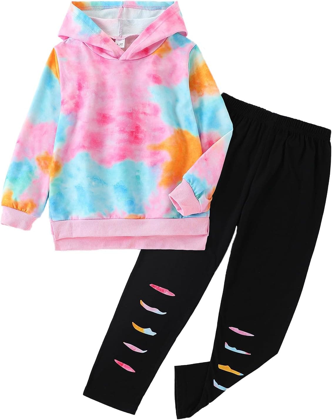 Kid Girls Clothes - Girls Outfits Tie Dye Tops and Leggings Pants 2 Piece Spring Clothes Set Pink 4-5T - Image 2