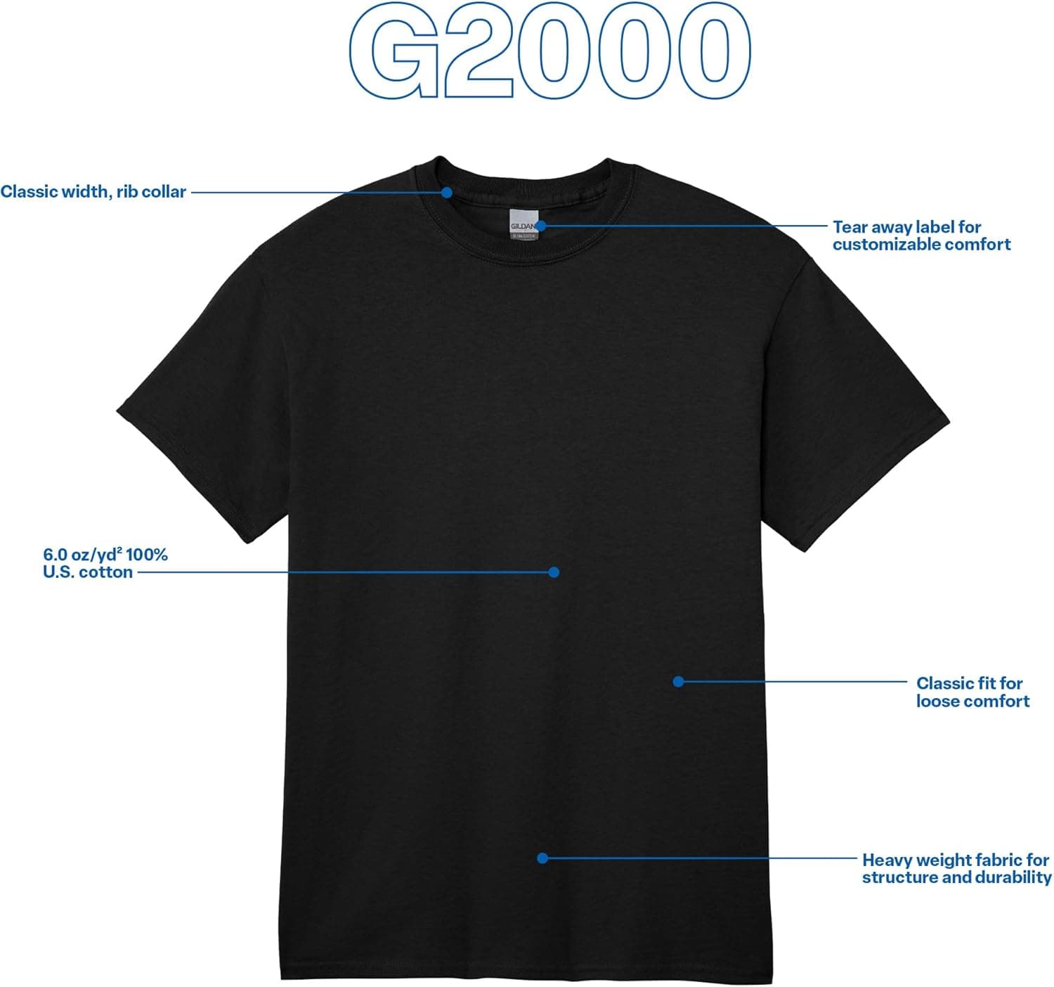 Gildan Adult Ultra Cotton T-Shirt, Style G2000, Multipack X-Large Black (2-pack) 2 - Image 5