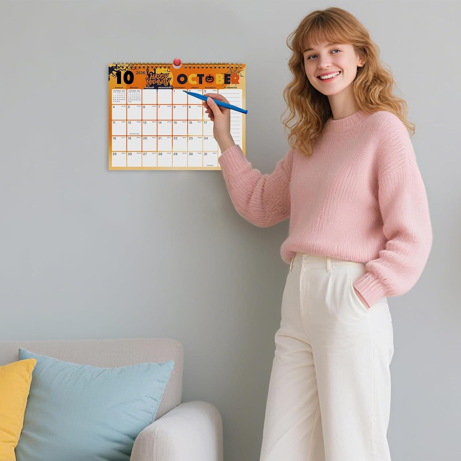 Calendario de Pared 2026-2027, Calendario 2026-2027, Calendario de Pared Mensual de 18 Meses desde Enero 2026 hasta Junio 2027, Papel Grueso de 11 x 8.5 Pulgadas, Calendario Mensual con Bloques Grandes y Rayados, para Organización Fácil en Casa o Oficina (Color A) - Image 7