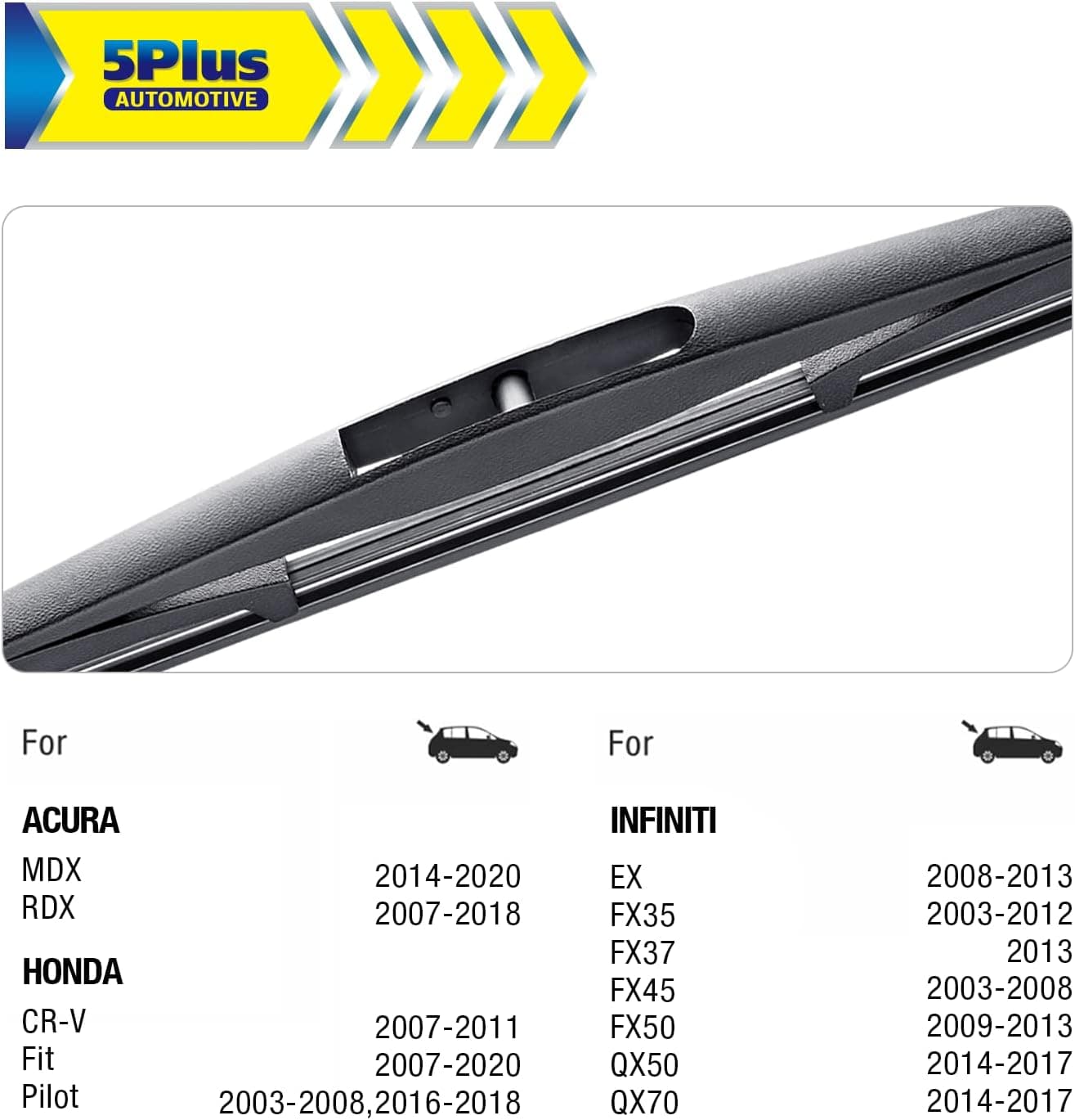 5 PLUS® 14 Inch Rear Wiper Blade Replacement for Subaru Forester 2024-2006 Ascent 2024-2019 Impreza 2011-2004 Outback 19-05 Tribeca 14-06/Honda CRV 11-07 Fit 20-07 BACK Windshield Wiper(14B/H354) 14"(14-B/H354) - Image 3