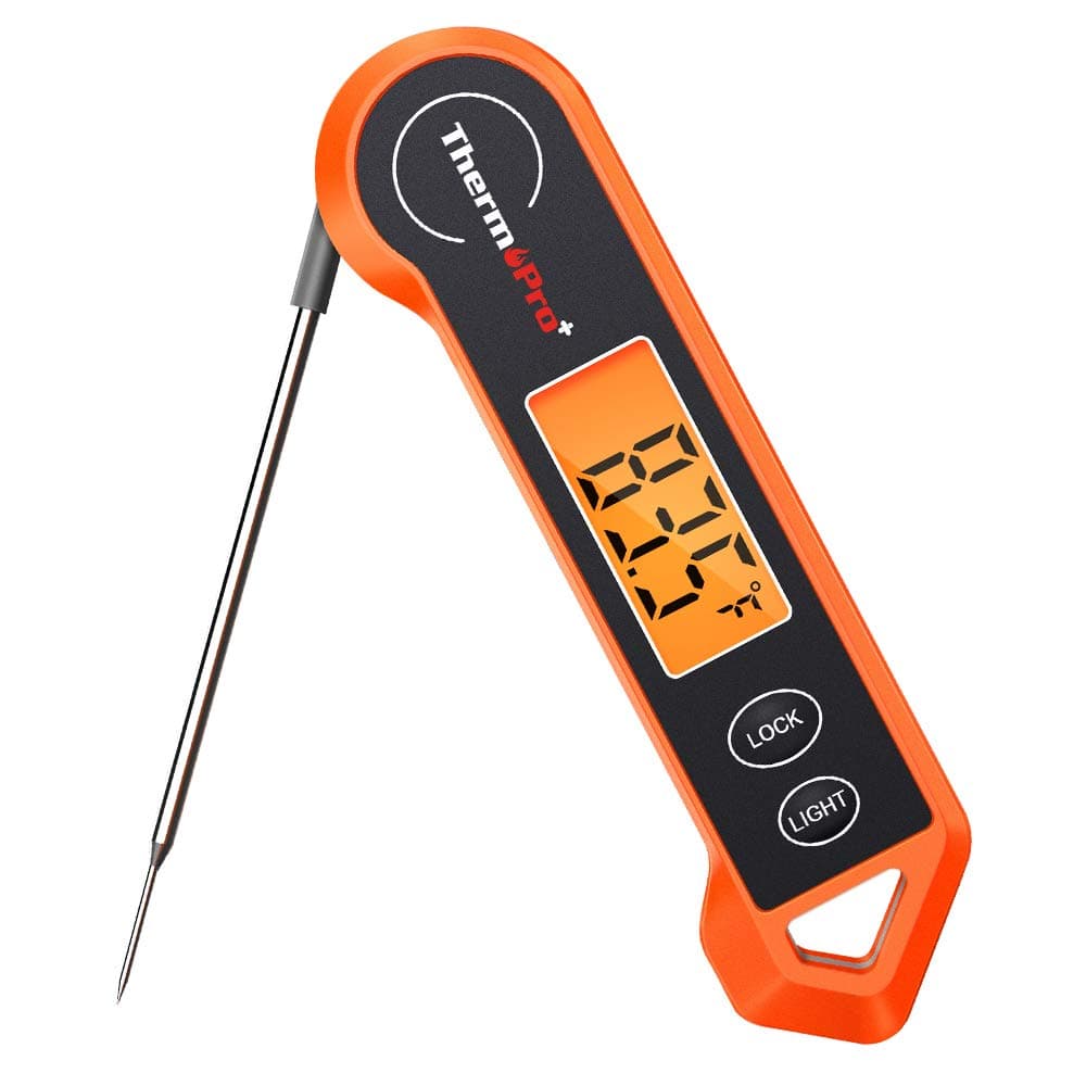 ThermoPro TP19H Digital Meat Thermometer for Cooking with Ambidextrous Backlit and Motion Sensing Kitchen Cooking Food Thermometer for BBQ Grill Smoker Oil Fry Candy Instant Read Thermometer Bright-orange