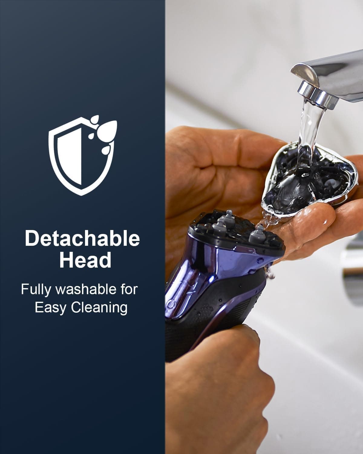 Rechargeable Electric Razor for Men: IPX6 Waterproof Shaver - 1.5H Fast Charge, 4D Flex Precision Blades with Pop-Up Trimmer - Gentle on Sensitive Skin, Perfect for Travel，Sapphire Blue - Image 7