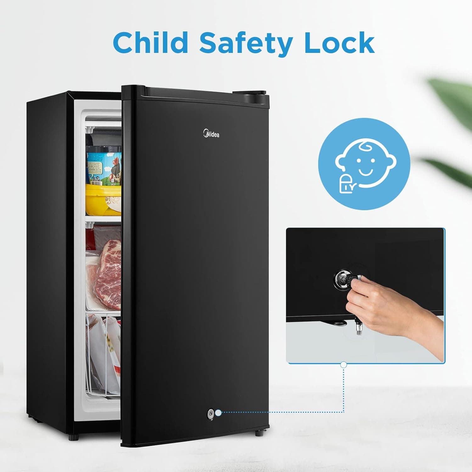 Midea MRU03M2ABB Upright Freezer Large Black, 3.0 Cubic Feet Black 3.0 Cubic Feet - Image 8