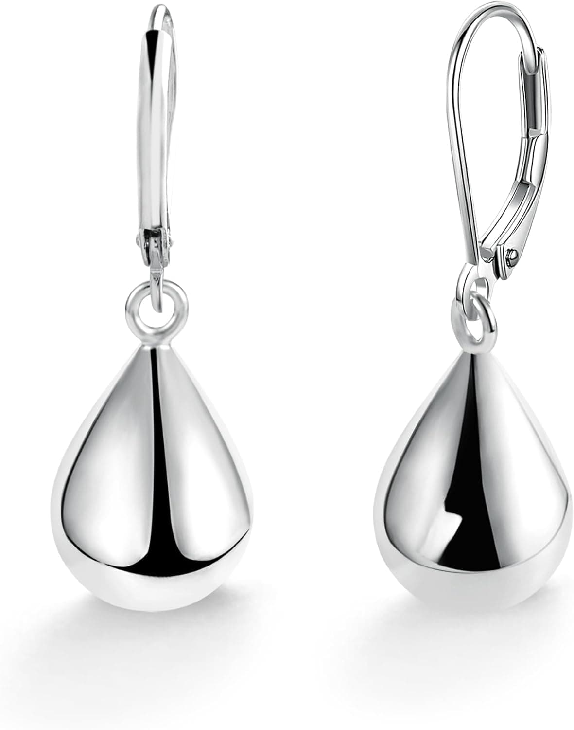 925 Sterling Silver Teardrop Leverback Earrings for Women Girls Waterdrop Tear Drop Dangle Earrings Jewelry Hypoallergenic Silver Teardrop Leverback Dangle Earring for Women A-Silver - Image 2