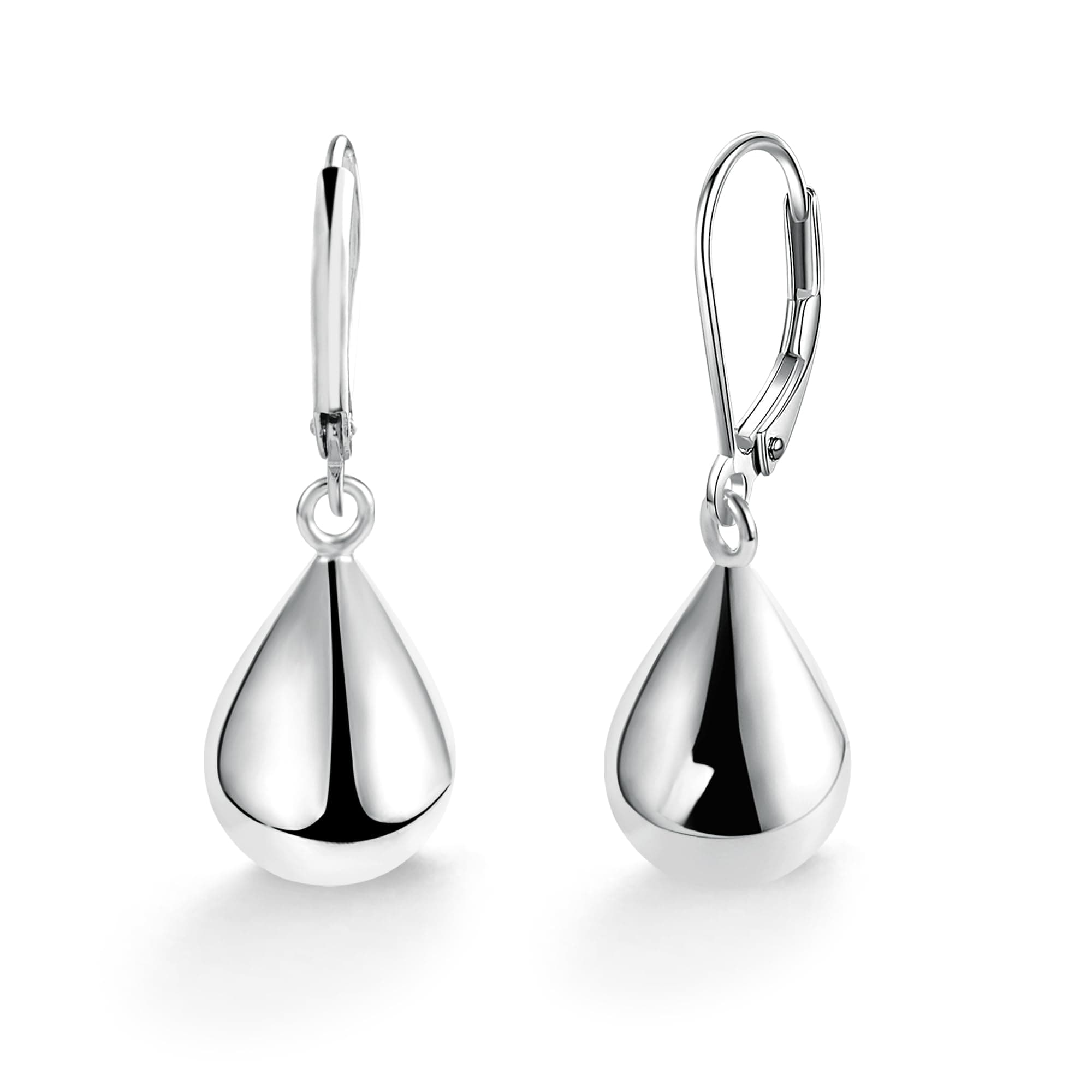 925 Sterling Silver Teardrop Leverback Earrings for Women Girls Waterdrop Tear Drop Dangle Earrings Jewelry Hypoallergenic Silver Teardrop Leverback Dangle Earring for Women A-Silver