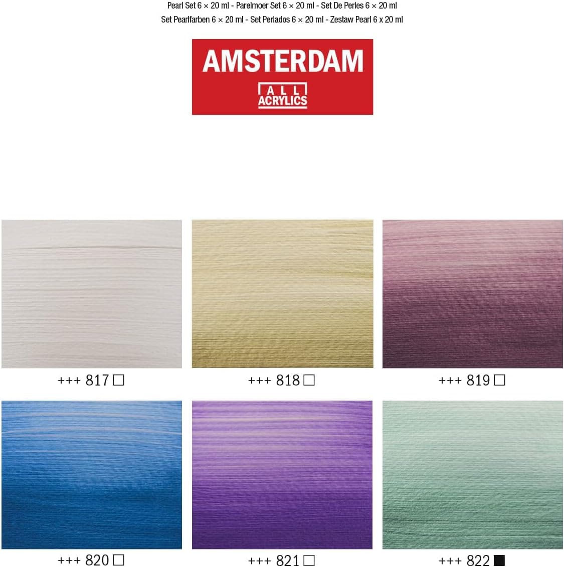 Amsterdam Acrylic Standard Series Paint Set 6x20ml, Pearl - Image 5