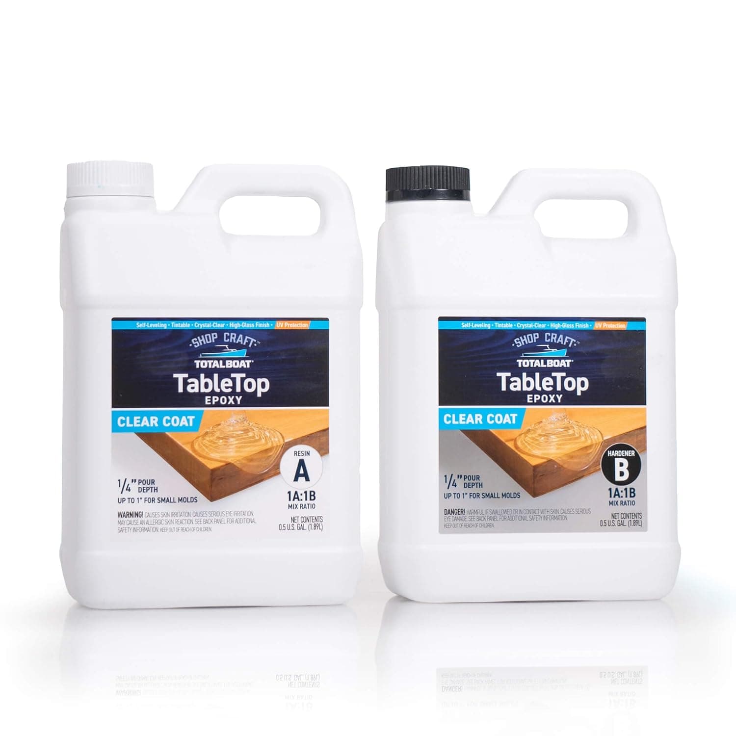 TotalBoat Table Top Epoxy Resin Kit - 1 Gallon Crystal Clear Epoxy with High Gloss & UV-Resistance - Easy 1:1 Ratio for Bar and Table Coating, Woodworking, and Resin Art Casting - Image 2