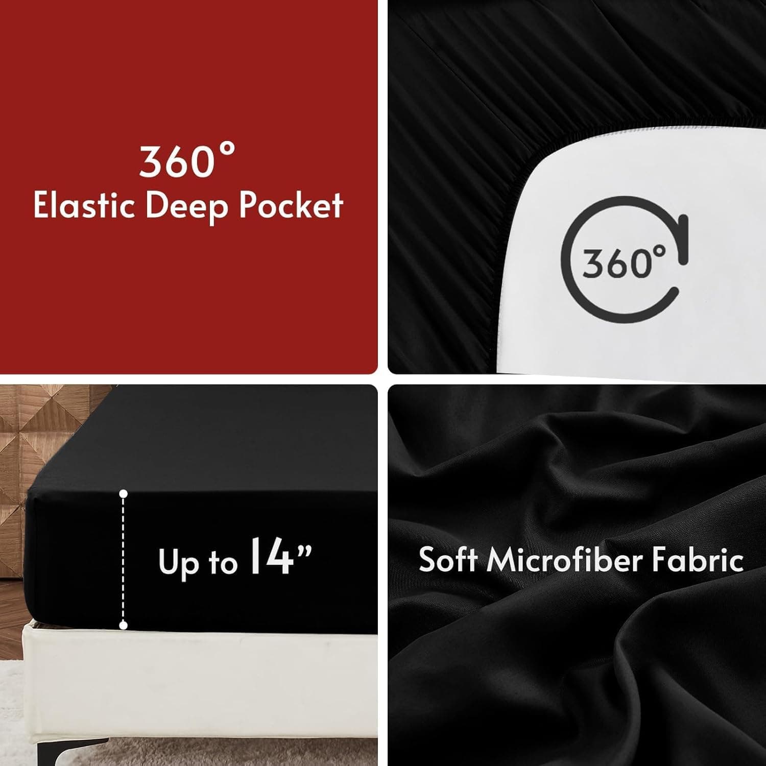 MUXHOMO 7 Pieces Queen Comforter Set, Reversible Bed in a Bag Queen Size, All Season Bedding Set with Comforter, Flat Sheet, Fitted Sheet, Pillowcases & Shams, Red & Black Queen (88"x88") 01 - Red/Black - Image 8