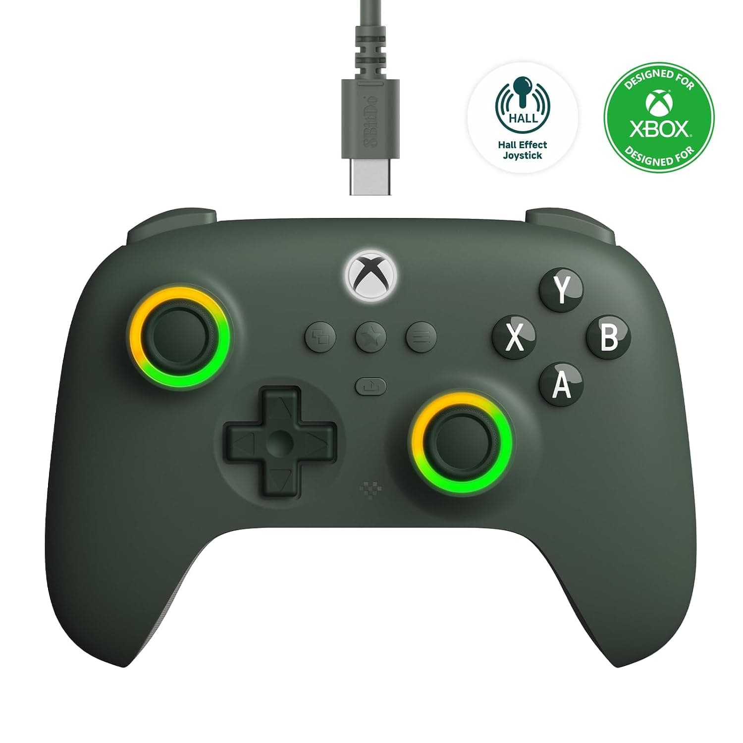Amazon.com: 8BitDo Ultimate C Wired Controller for Xbox with Hall Effect Joysticks and Triggers, RGB Lighting Fire Ring, Compatible with Xbox Series X|S, Xbox One, Windows 10/11- Officially Licensed (Dark Green) : Everything Else