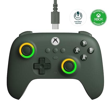 Amazon.com: 8BitDo Ultimate C Wired Controller for Xbox with Hall Effect Joysticks and Triggers, RGB Lighting Fire Ring, Compatible with Xbox Series X|S, Xbox One, Windows 10/11- Officially Licensed (Dark Green) : Everything Else - Image 4