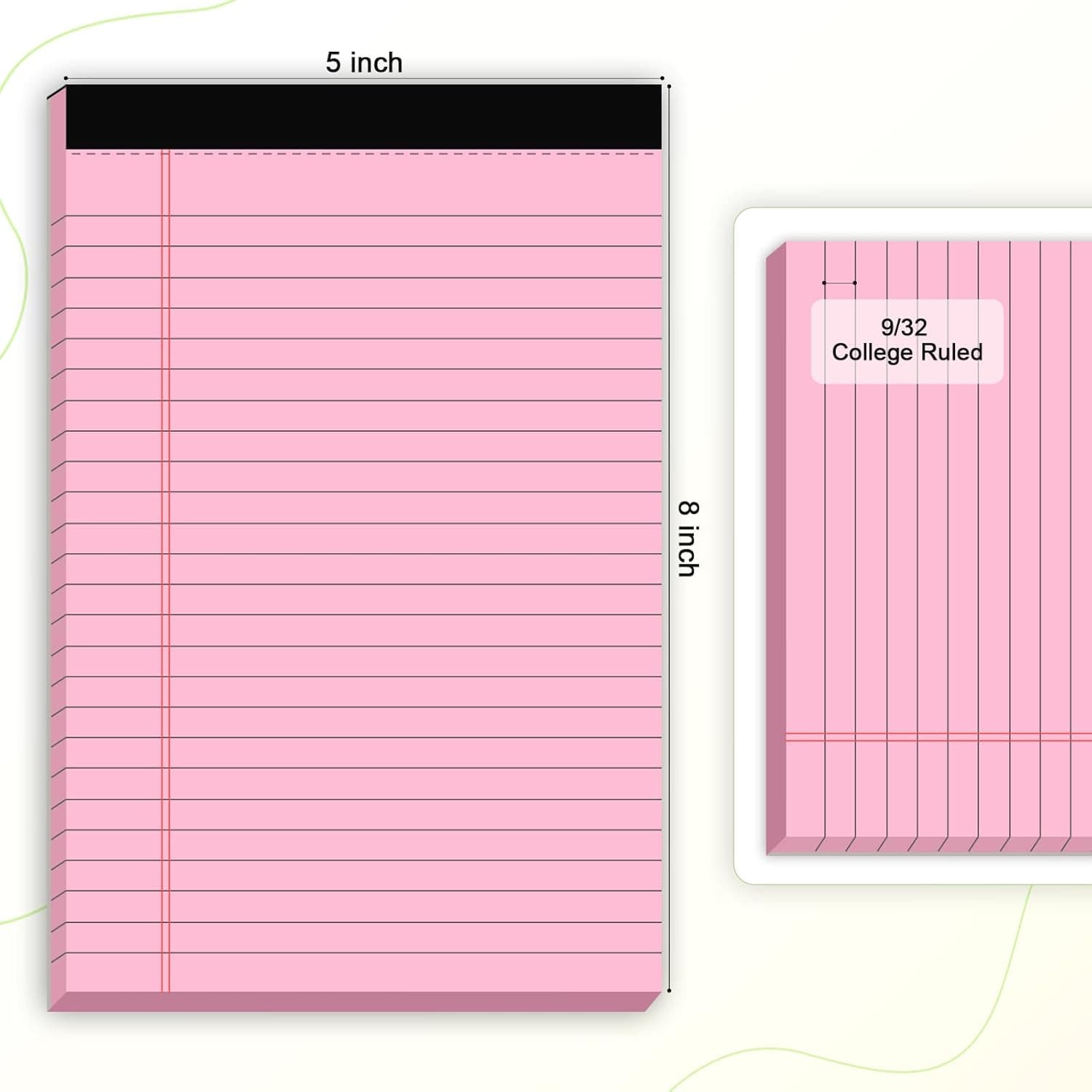 5pcs Small Note Pads 5x8 Notebook College Ruled Legal Pads Color Notepads 5 Pack Study Back Writing Pads 5 x 8 Perforated Narrow Ruled Pads of Paper for School & Office Supplies 30 Sheets/Pack Multicolor - Image 2
