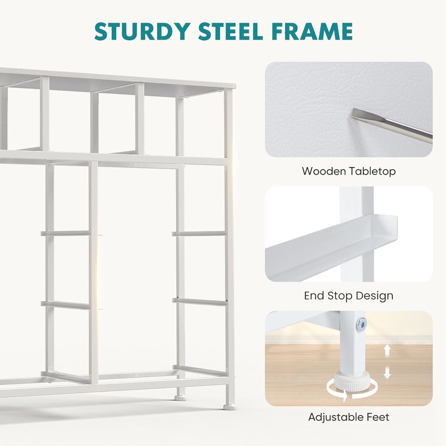 OLIXIS Dresser for Bedroom, 9 Storage Drawers, Wide Fabric Closet Chests Organizer Tower Furniture, TV Stand with Wooden Top Metal Frame for Clothes, Living Room, Hallway, Entryway, Classic White White 11.8"D x 39.4"W x 40"H (9 Drawers) - Image 7