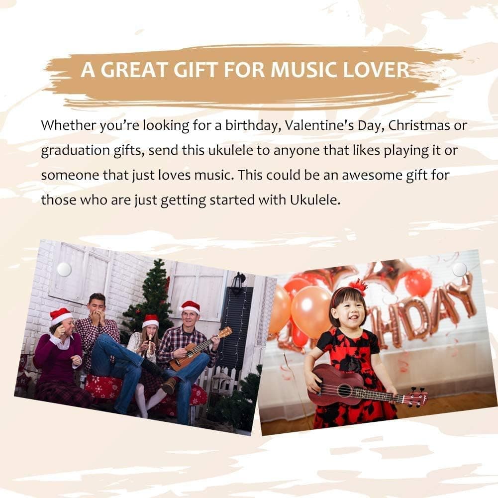 ADM Ukulele for Beginners Hawaiian Wood Ukelele Kit for Kids Adult Student Starter Professional Ukalelee Pack Bundle with Free Lessons Gig Bag Strap Nylon String Tuner (Brown, 21 Inch) - Image 7