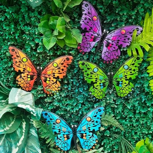Metal Butterfly Wall Decor - 9.6" Outdoor Fence Wall Art Decor, Hanging Decoration for Garden Yard Living Room Bedroom Patio Balcony(4 Pack) - Image 6