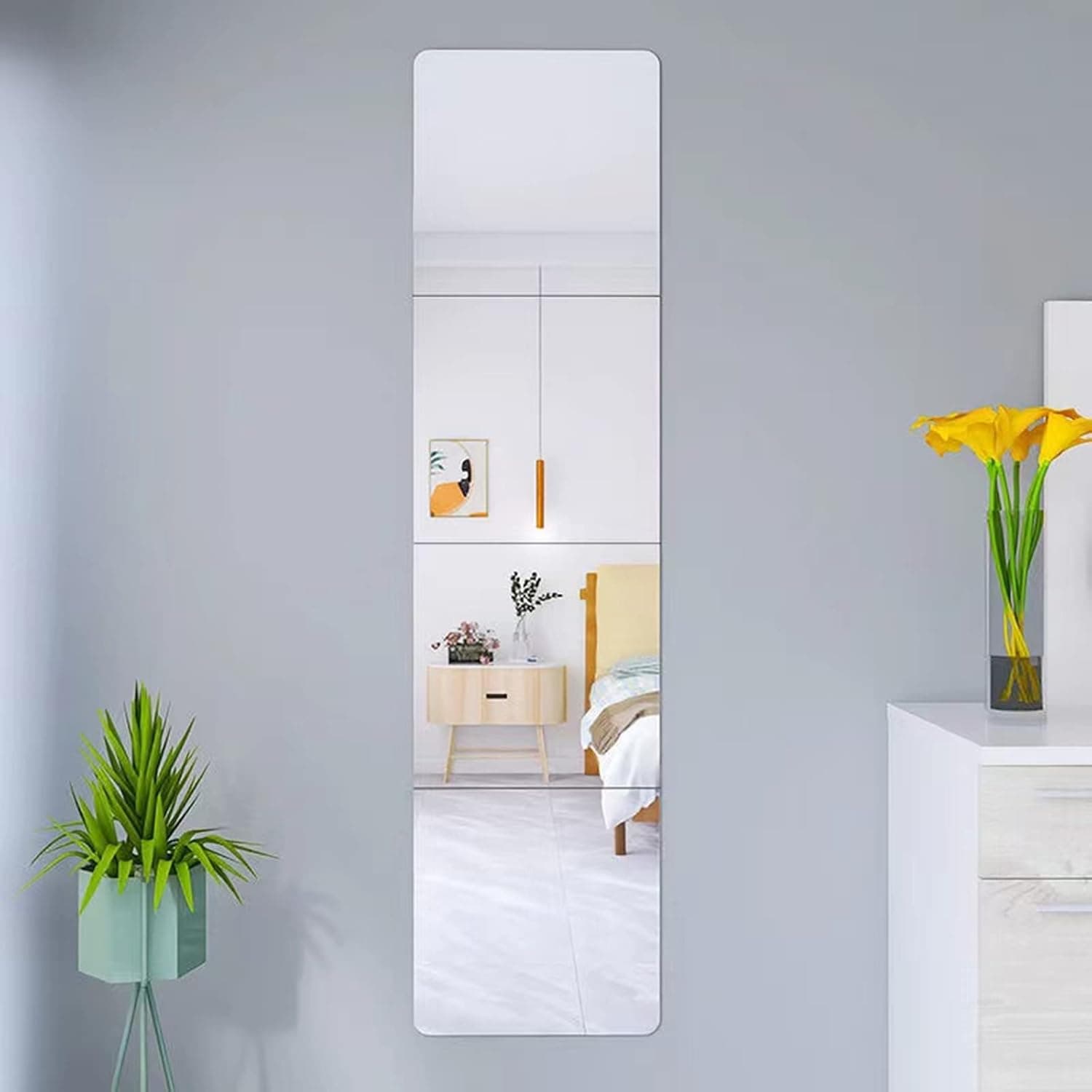Wall Mirror Full Length, on Door Mirrors, Cheap Mirror Acrylic, shatterproof Gym Mirrors for Home Gym, 8"X8"-4 Pcs, Workout Non Glass Mirrors for Bedroom, Over Door Mirror Kids 8"X8"X0.08", 4 Pcs - Image 6