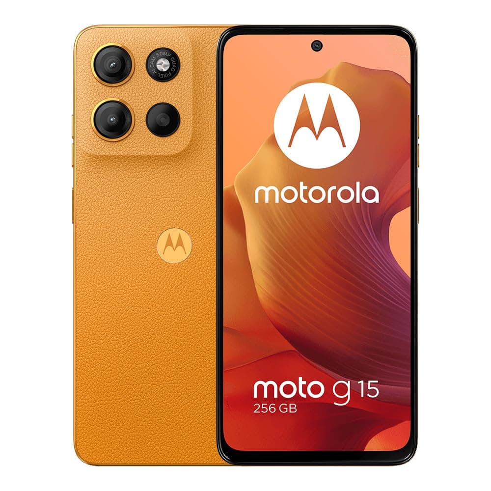 Motorola Moto G15 4G LTE (XT2521-2) 4+256GB Dual Sim | GSM Unlocked | International Model | for T-Mobile, Metro PCS, Mint & Tello - (Orange)