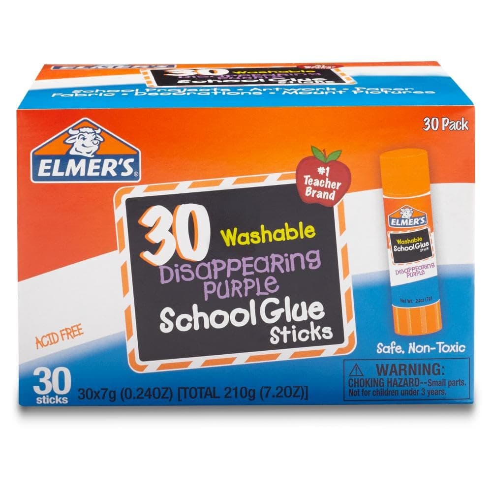 Elmer's Disappearing Purple School Glue Sticks, Washable, 7 Grams, 30 Count - Poster, Vision Board, Back to School, Bulk Pack for Classrooms, #1 Teacher Brand Standard Stick 30 Count, 7g sticks - Image 6