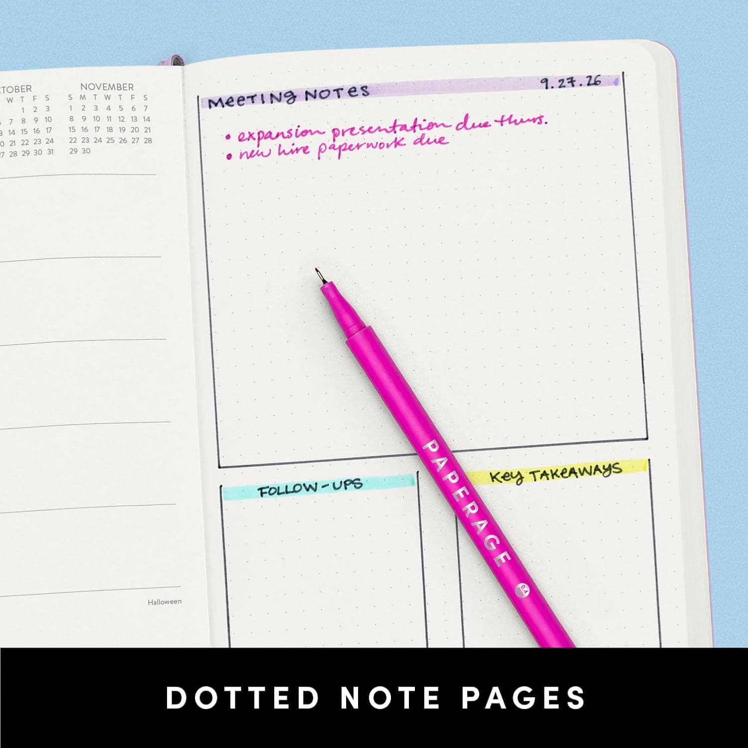 PAPERAGE Planificador Semanal y Mensual 2026, 12 Meses (Enero 2026 - Diciembre 2026), 5.6 in x 8 in, Planificador de Tapa Dura 2026 con Páginas Semanales y Mensuales, Páginas de Notas, Stickers y Bolsillo Trasero – Negro - Image 6