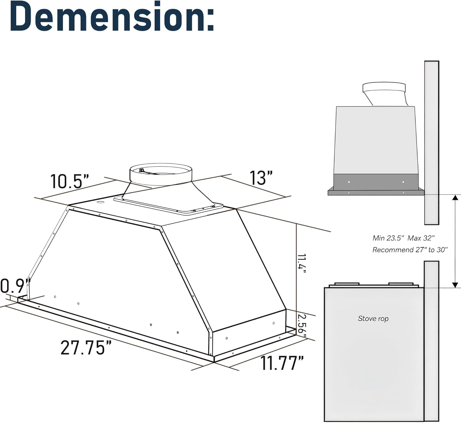IKTCH 30 inch Built-in/Insert Range Hood 900 CFM, Ducted/Ductless Convertible Duct, Stainless Steel Kitchen Vent Hood with 4 Speed Gesture Sensing&Touch Control Panel(IKB01-30) 30" 900CFM Stainless Steel - Image 7