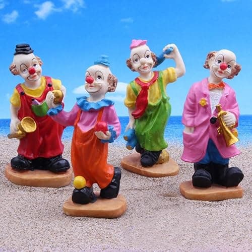 Pinenjoy 4Pcs Mini Carnival Clown Figurines Resin Circus Performers Handmade Figures for Dollhouse Table Ornaments Halloween Home Party Decoration Gift - Image 4