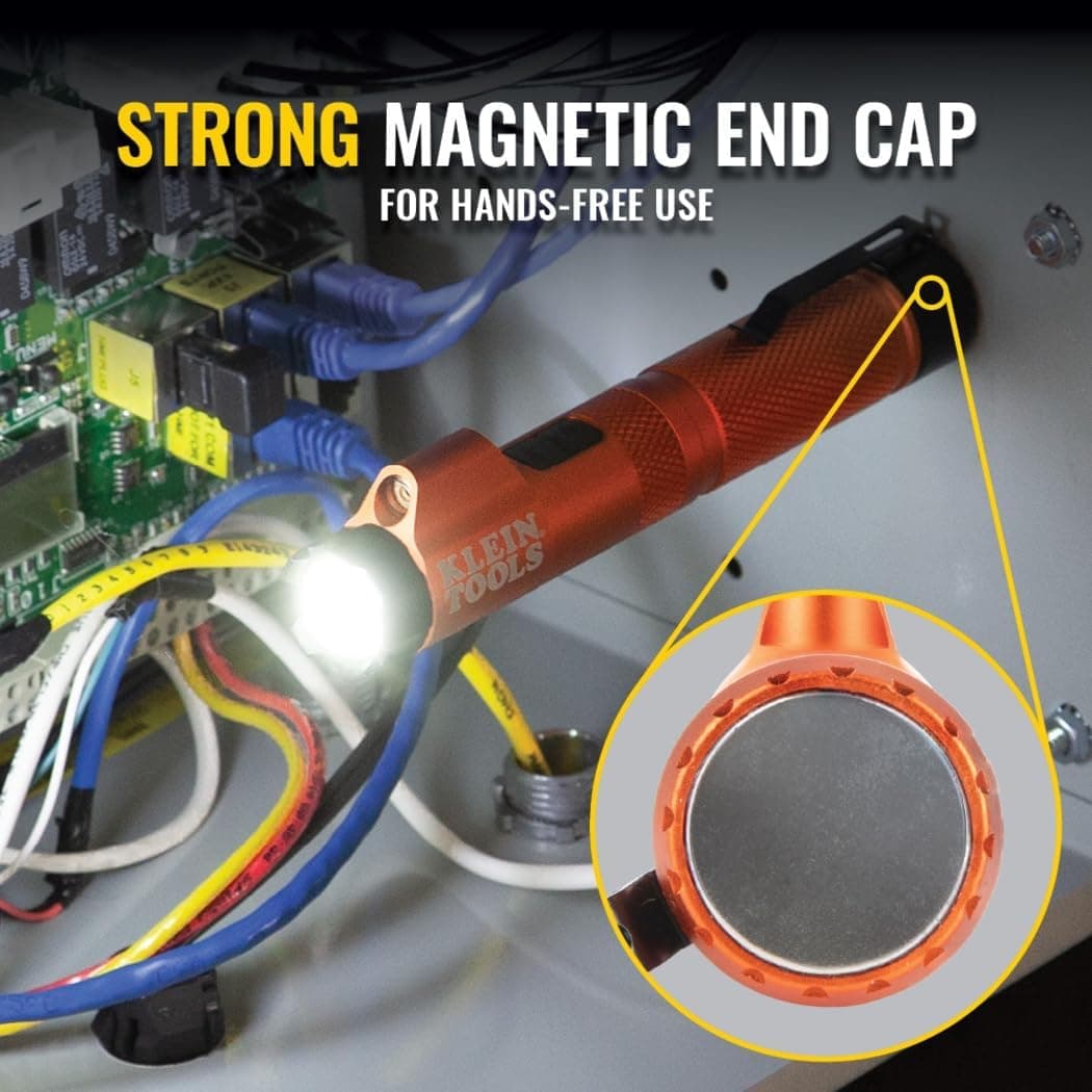 KLEIN TOOLS 56040 Magnetic LED Flashlight, 350 Lumen Rechargeable Flashlight, Twist Focus, Laser Pointer, Hands-Free, USB Charging Cable, for Work and Outdoor - Image 4