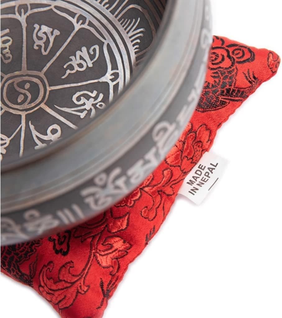 Premium Tibetan Singing Bowl Set – Handmade in Nepal Sound & Meditation Bowl – Spiritual Decor for Yoga, Wellness Spaces & Relaxation by Himalayan Bazaar (Brown & Red) Brown - Red 4 Inches - Image 8