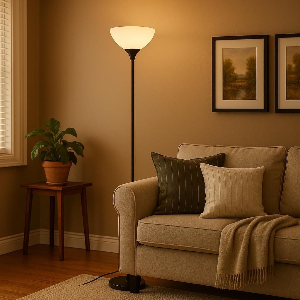 PESRAE Floor Lamp, Remote Control with Stpeless Color Temperatures and Brightness, Torchiere lamp for Bedroom, Living Room, Bulb Included (Matte Black) - Image 10