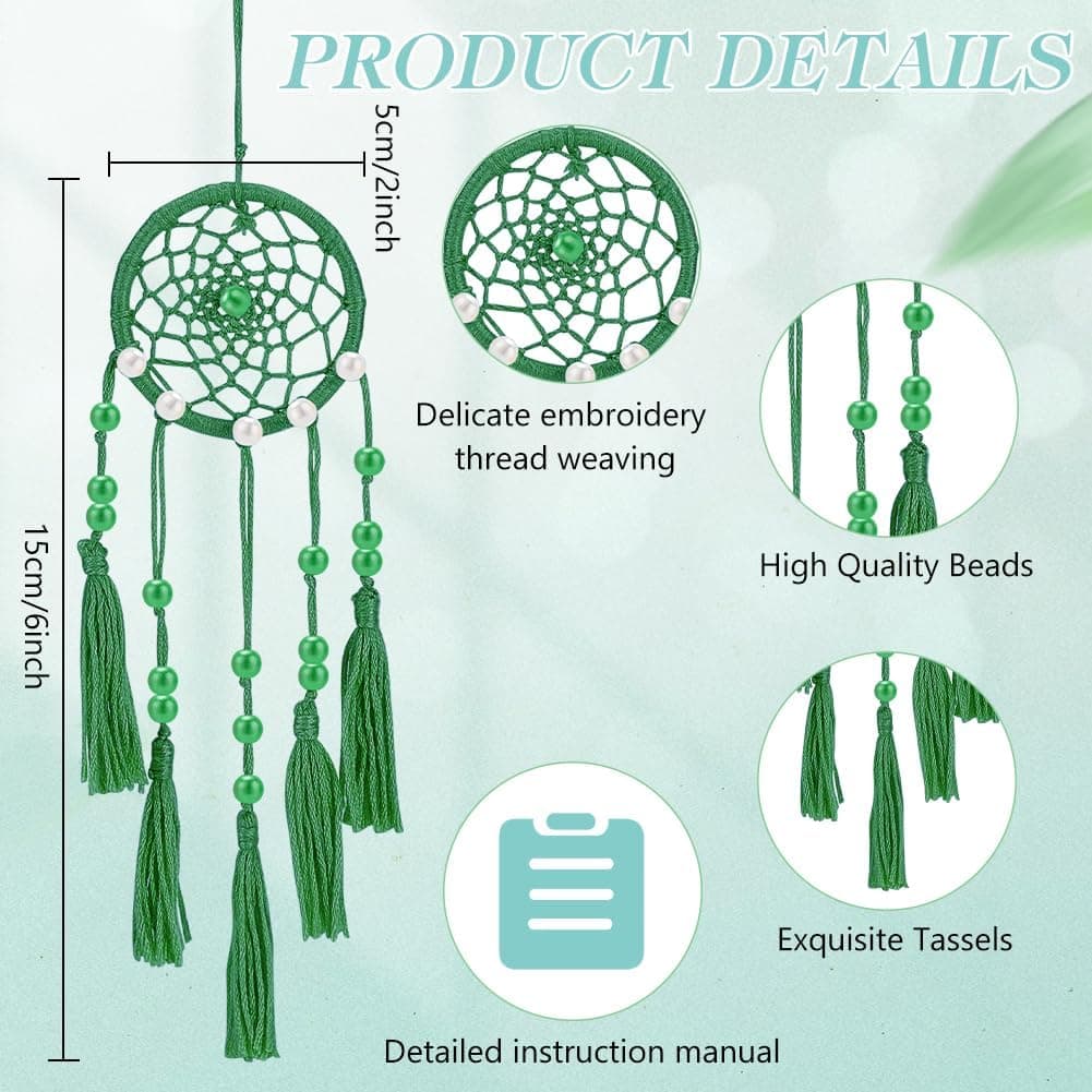 INFUNLY 24PCS DIY Small Dream Catcher Kits for Beginners Colorful Handmade Dreamcatcher Kit for Starters DIY Mini Star/Moon/Heart/Round Shape Ornament Making Kit for Bedroom Car Mirror Keychain Bag Love + Moon + Circle + Star - Image 4