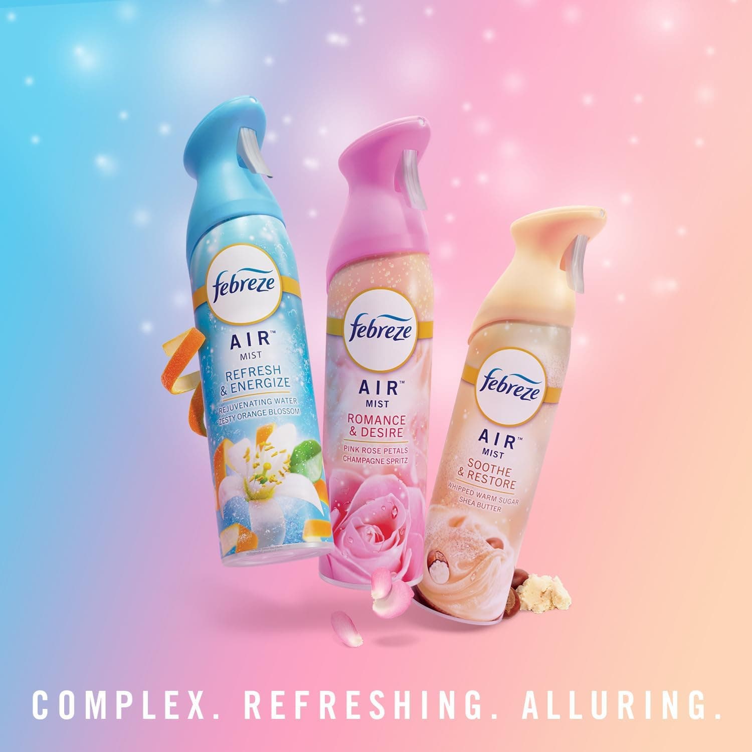 Febreze Air Mist Air Freshener Spray, Odor-Fighting Room Spray for Home and Bathroom and Kitchen, Aerosol Can, Refresh & Energize, Soothe & Restore, Romance & Desire Scent, 8.8oz, 3 Count - Image 11