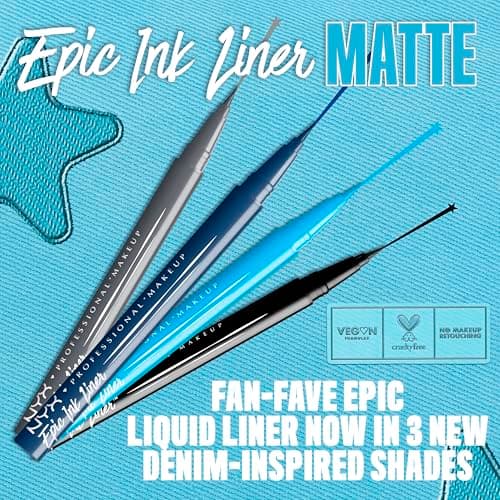 NYX PROFESSIONAL MAKEUP Epic Ink Liner, Waterproof Liquid Eyeliner - Black, Vegan Formula - Image 8