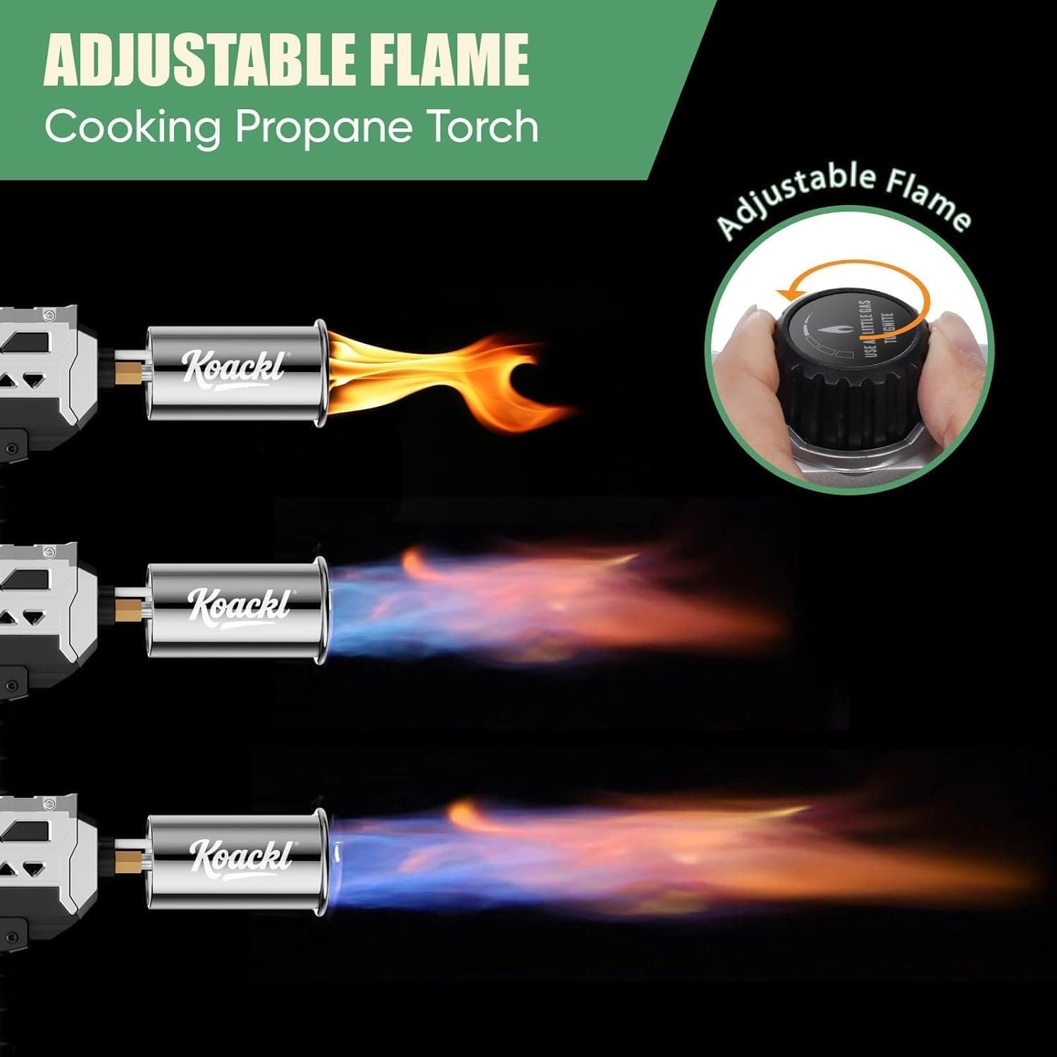 Powerful Propane Torch Gun, Kitchen Torch with Adjustable Flame, Flamethrower Blow Torch Gun, Gas Welding Kits for BBQ, Searing Steak, Camping & Charcoal Torch Lighter(Tank Not Included) Silver&black - Image 3