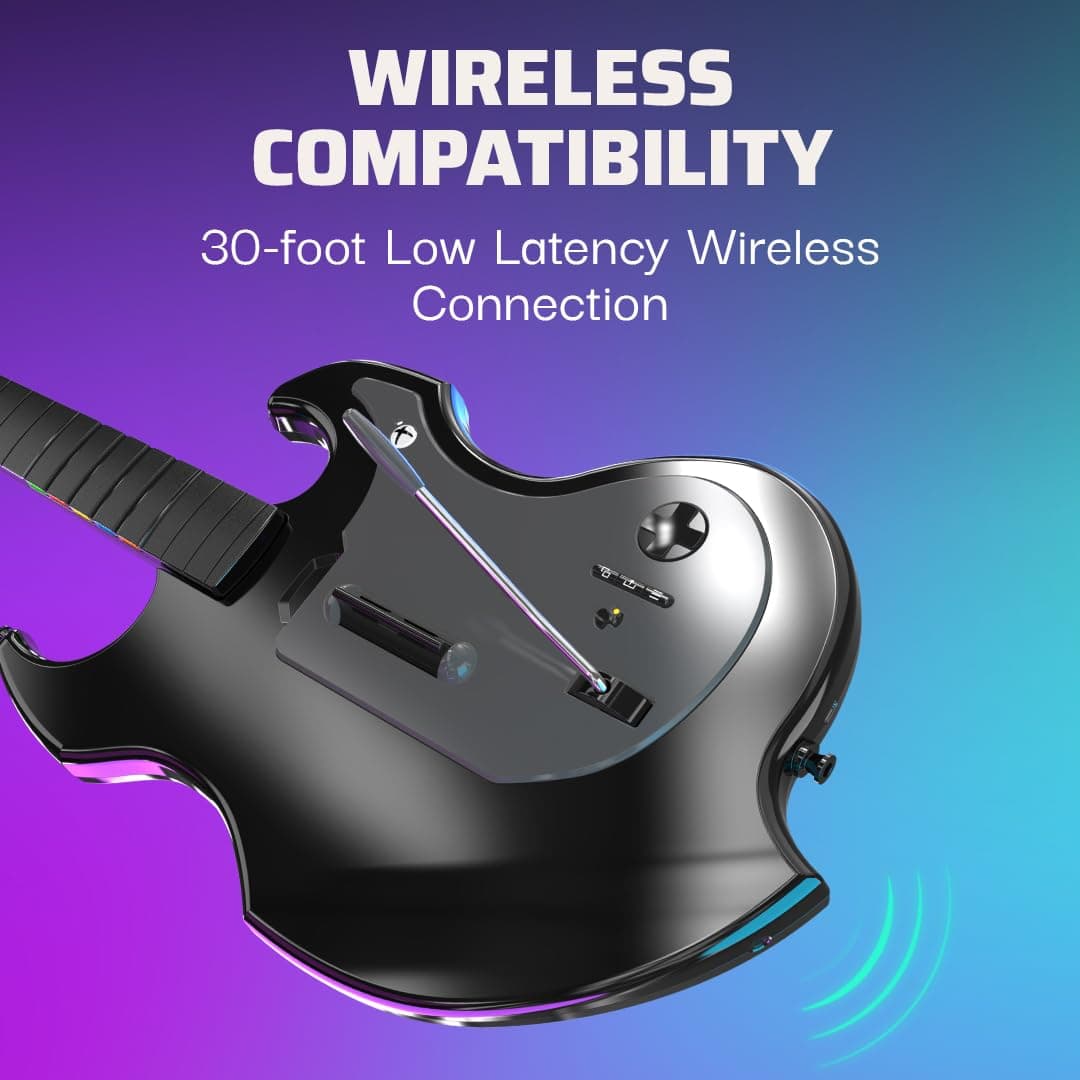 PDP RIFFMASTER Wireless Guitar Controller for Xbox Series X|S, Xbox One, Windows 10/11 PC, Rock Band 4, Fortnite Festival, Audio Jack, Rechargeable Battery, Officially Licensed by Microsoft – Black - Image 4