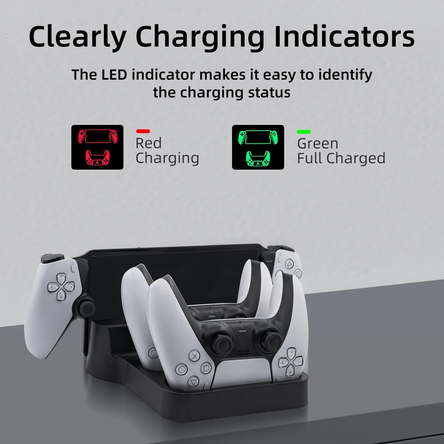 Mcbazel Charging Station for PlayStation Portal Remote Player and PS5 Controllers with LED Light and Charging Cable, Charging Dock Stand Base Holder Accessories for PS5 Portal Console - Black - Image 6