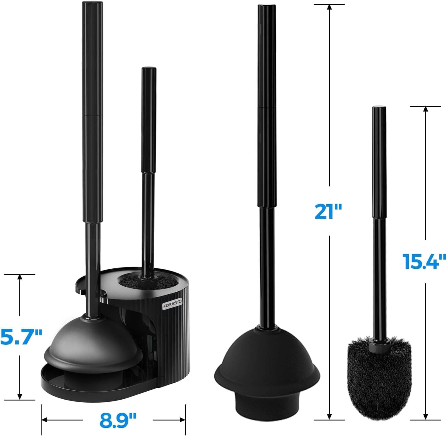 2 in 1 Toilet Plunger and Brush Set，Extended Handle Plunger，Toilet Bowl Brush Plunger Set, Bathroom Cleaning Tools ，Toilet Brush Plunger Combo，Cleaning Brush，Bathroom Cleaning Supplies Black 1Pack - Image 7