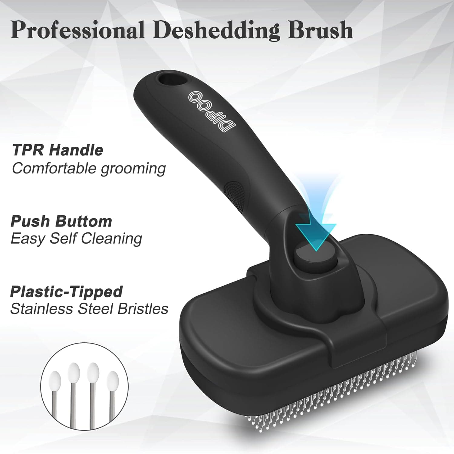 Self Cleaning Shedding Brush - Skin Friendly Grooming Tool for Dogs, Cats, and Puppies, Deshedding and Hair Removal for Long and Short Haired Pets, Black - Image 3
