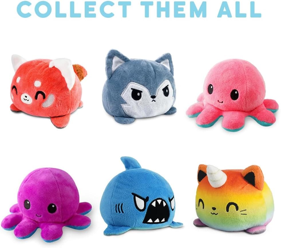 TeeTurtle - The Original Reversible Octopus Plushie - Glow in the Dark - Cute Sensory Fidget Stuffed Animals That Show Your Mood Black + Glow in the Dark - Image 5