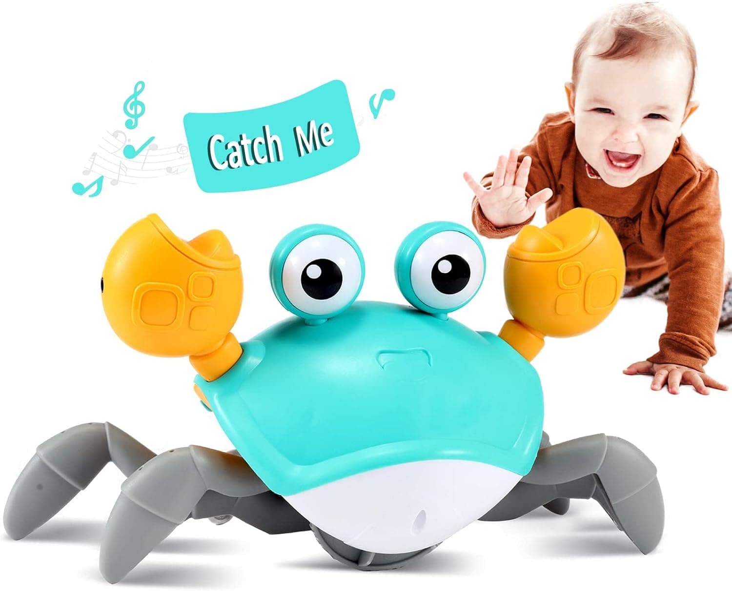 control future Crawling Crab Baby Toy - Infant Tummy Time Toys 3 4 5 6 7 8 9 10 11 12 Babies Boy 3-6 6-12 Learning Crawl 9-12 12-18 Walking Toddler 36 Months Old Music Development 1st Birthday Gifts Green - Image 2