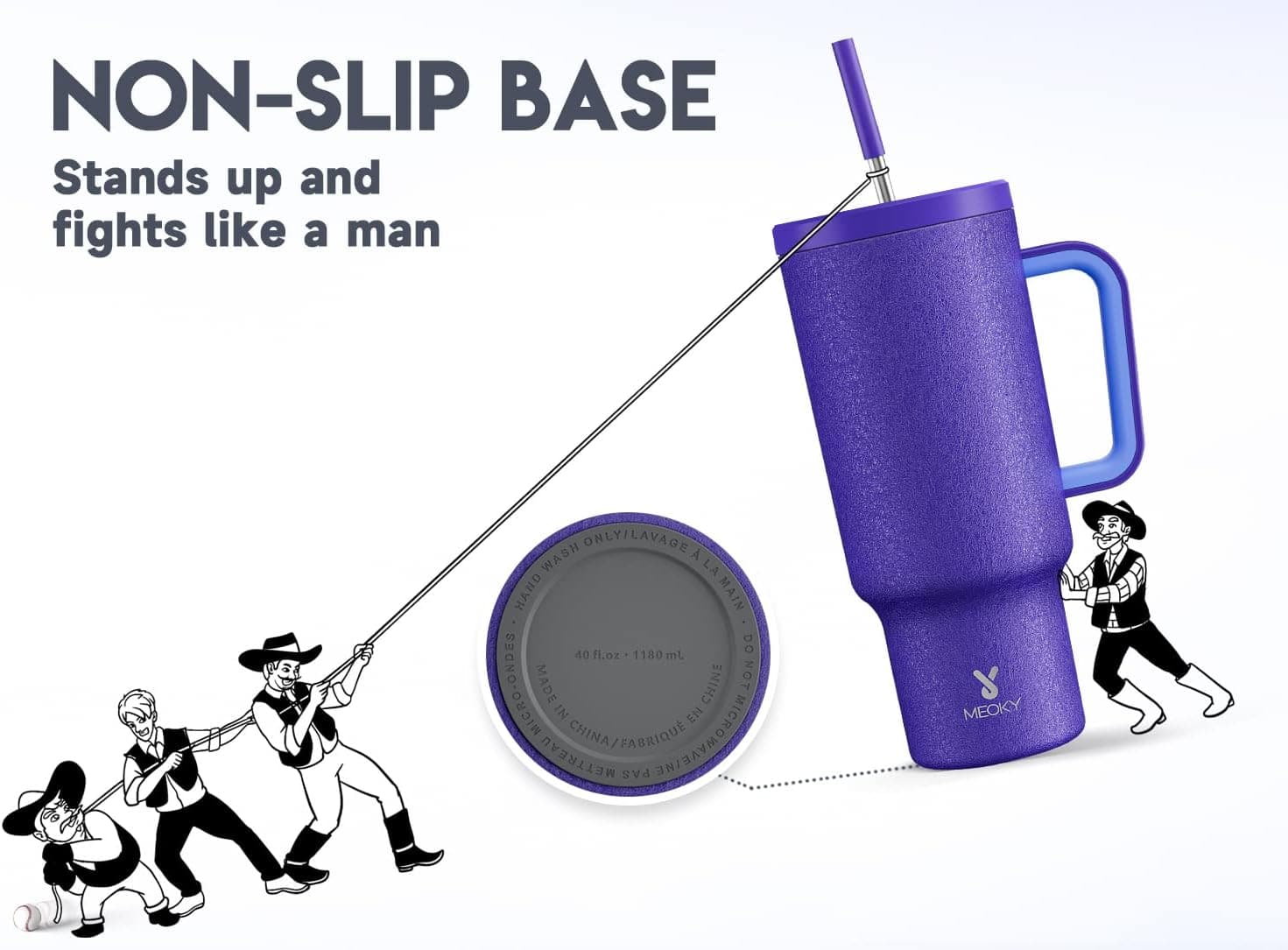 Meoky 40oz Tumbler with Handle, Leak-proof Lid and Straw, Insulated Coffee Mug Stainless Steel Travel Mug, Keeps Cold for 34 Hours or Hot for 10 Hours (Offshore) Offshore 40 Ounces - Image 6