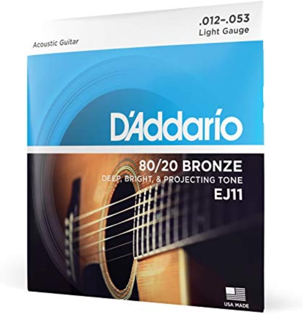 Cuerdas para Guitarra Acústica D'Addario, 80/20 Bronze, EJ11, Calibre Ligero 12-53, Juego de 6 Cuerdas, Paquete de 1 - Image 2
