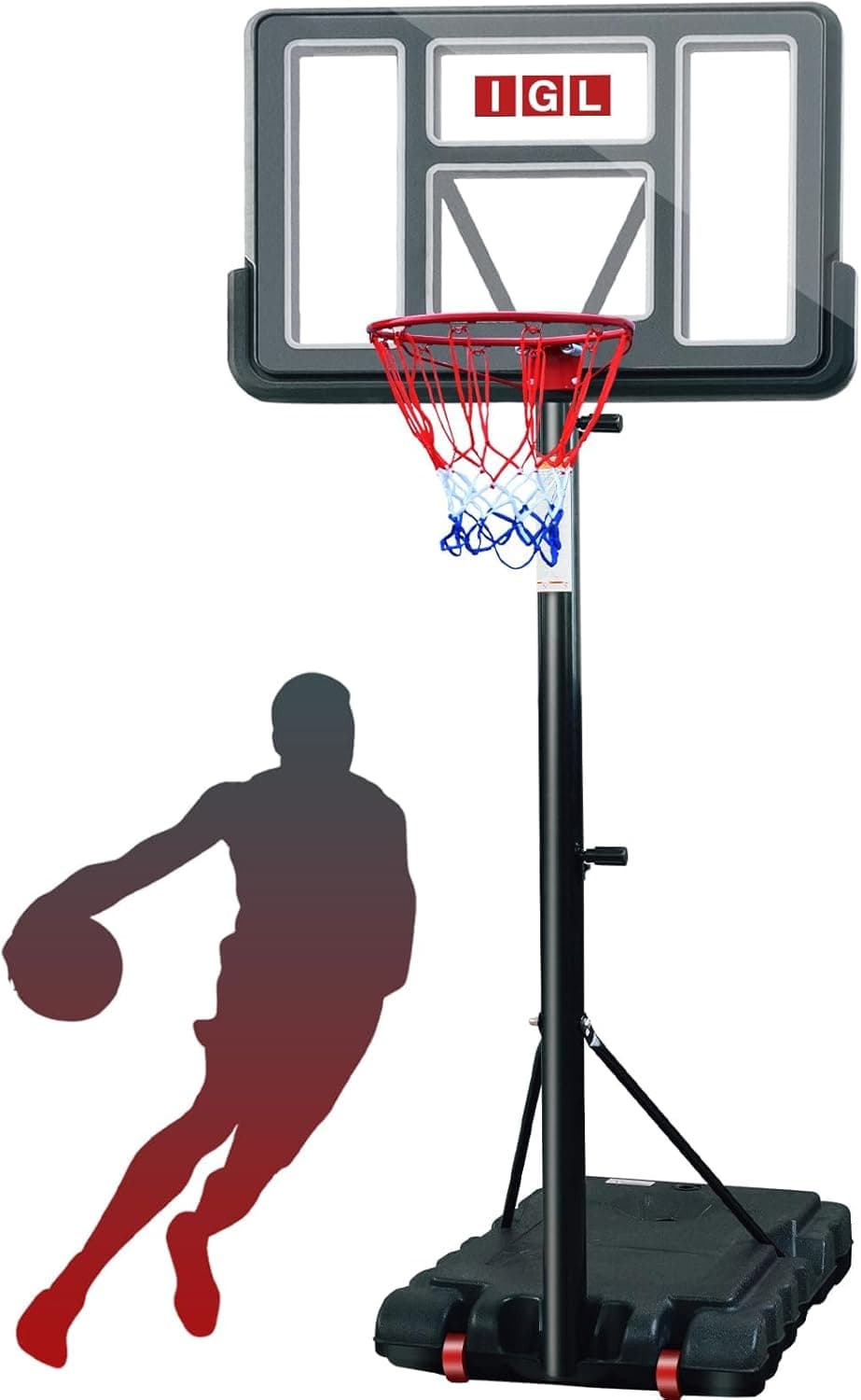 IGL Portable Basketball Hoop, 5.6-10FT Adjustable Basketball Goal System, 44 Inch Outdoor Basketball Hoop & Goals for Kids, Youth, and Adults in The Backyard, Driveway with PC Backboard Black - Image 2
