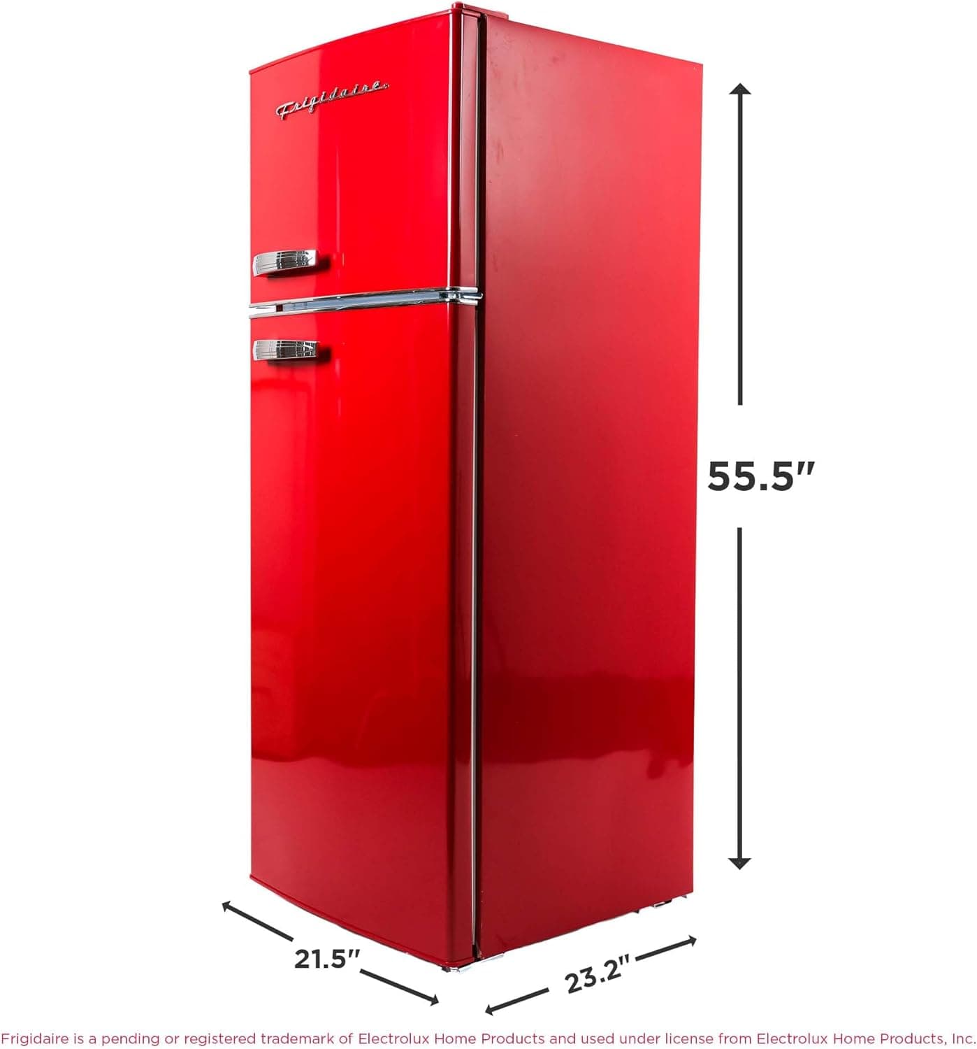 Frigidaire Retro Top Mount Upright Fridge-Freezer Combo, Apartment Size Fridge with Freezer 7.5 cu. ft. capacity - 23.2" D x 21.5" W x 55.5" H (Red) RED Double Door Fridge - Image 6