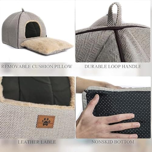 WINDRACING Cat Bed for Indoor Cats - Cat Cave Beds Cat House Cat Tent with Removable Washable Cushioned Pillow, Soft Kitten beds,Cat Beds & Furniture, for Small and Medium Pet Bed - Image 3