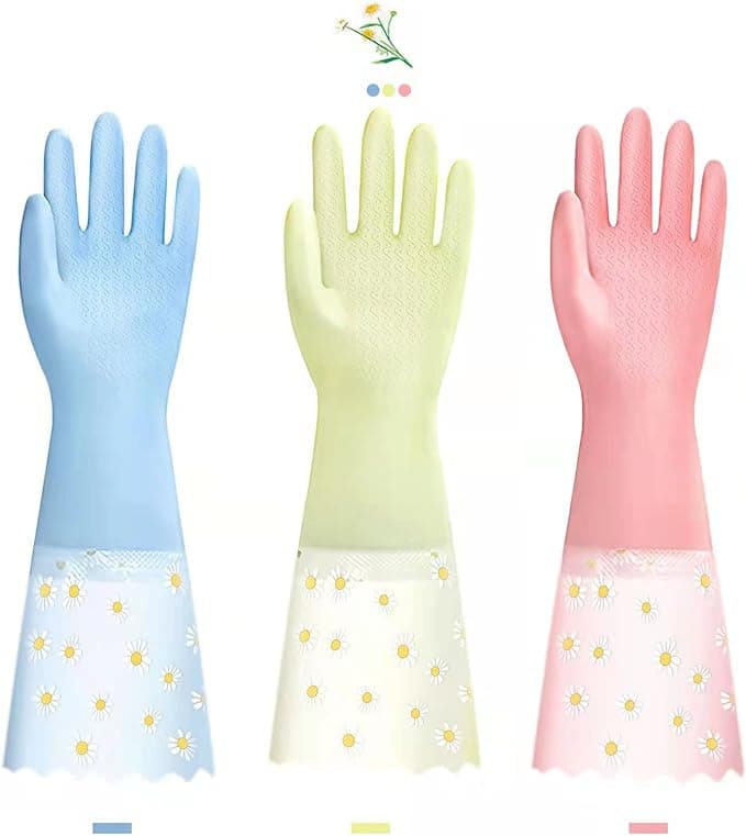 Amazon.com: KAQ Dishwashing Cleaning Gloves 3 Pairs - Reusable Rubber Gloves Non-Slip Laundry Kitchen Gardening Waterproof Household Gloves(Medium) : Clothing, Shoes & Jewelry - Image 8