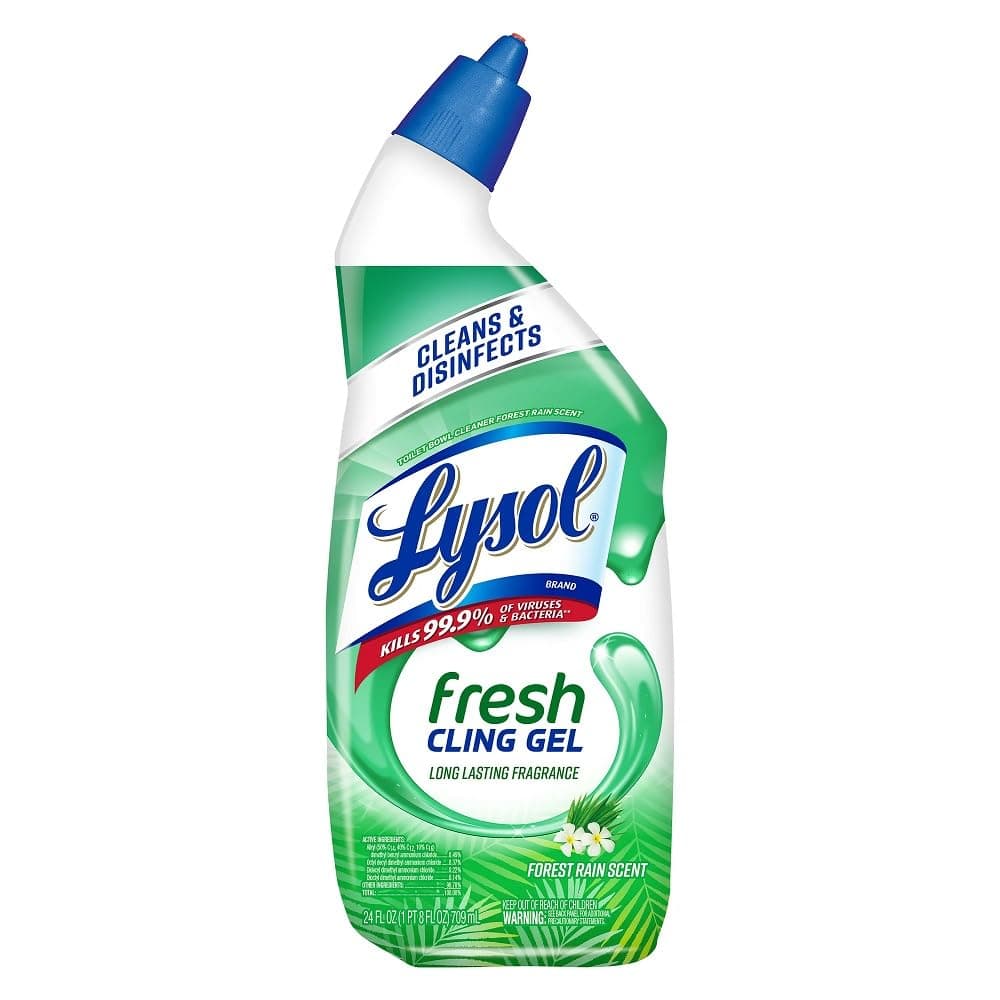 Lysol Toilet Bowl Cleaner Gel, For Cleaning and Disinfecting, Stain Removal, Forest Rain Scent, 24oz 24 Ounce (Pack of 1)