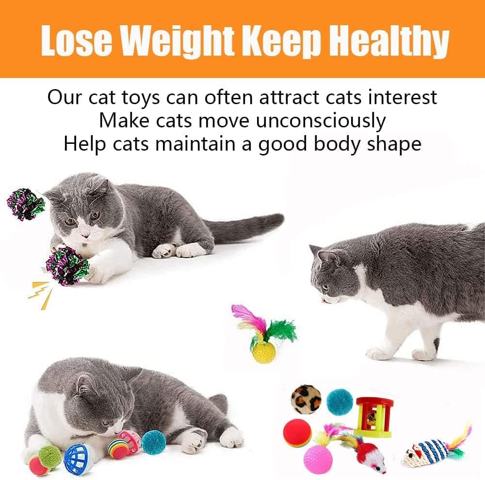 21 Pcs Cat Toys for Indoor Cats Collapsible Cat Tunnel Interactive Feather Teaser Wand Ball Toy for Kitten Cats Black - Image 7