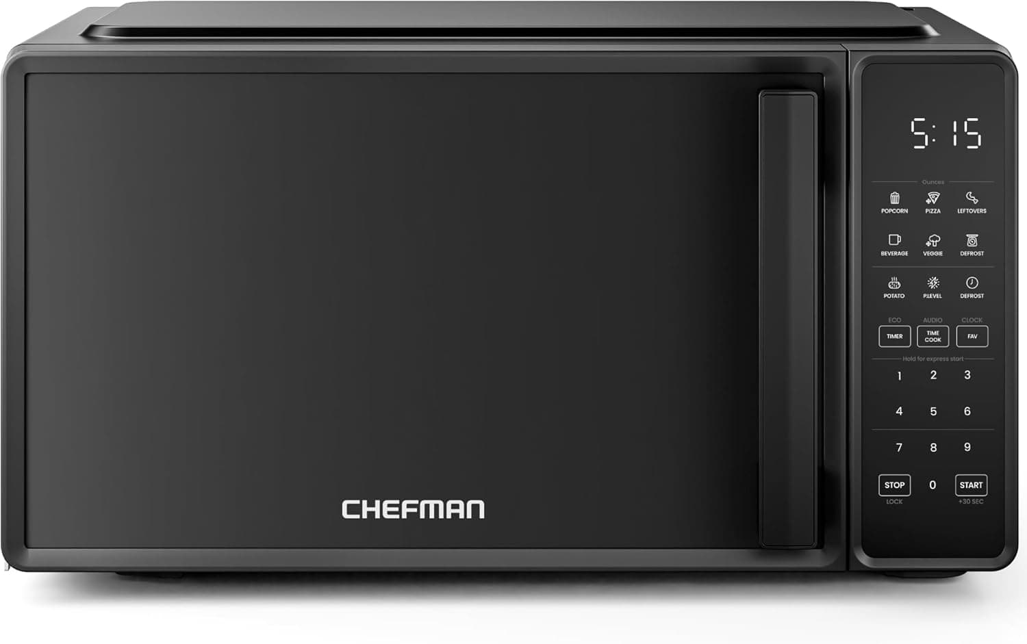 Chefman Countertop Microwave Oven 0.7 Cu. Ft., 700 Watts with 10 Power Levels, 6 Cooking Presets with One-Touch Express Cook, Eco Mode, Child Safety Lock, & Mute Button - Black - Image 2