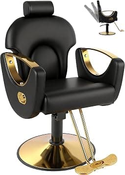 Amazon.com: Reclining Barber Salon Chair for Hair Stylist, Professional Hair Stylist Chairs with Heavy Duty Hydraulic Pump, Multi-Function Hairdresser Braiding Styling Chairs Shampoo Chair for Spa Home Euipment : Beauty & Personal Care - Image 2