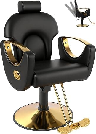 Amazon.com: Reclining Barber Salon Chair for Hair Stylist, Professional Hair Stylist Chairs with Heavy Duty Hydraulic Pump, Multi-Function Hairdresser Braiding Styling Chairs Shampoo Chair for Spa Home Euipment : Beauty & Personal Care - Image 3