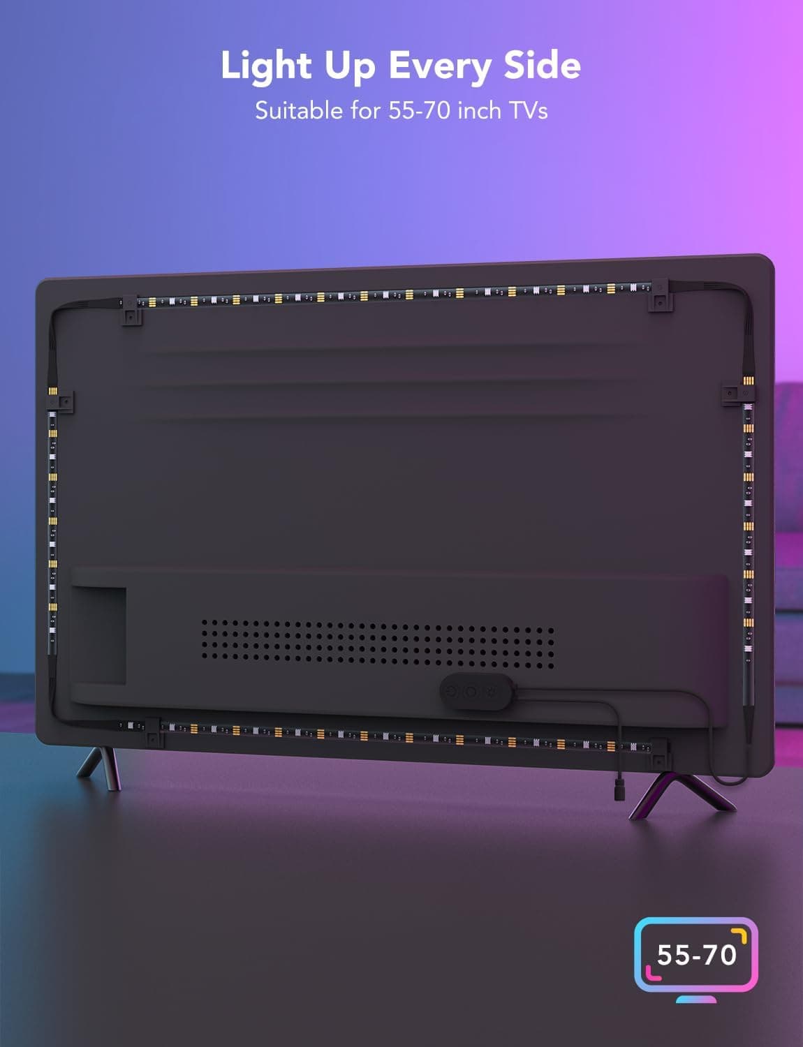 Govee TV LED Backlight, RGBIC Smart LED Strip Lights for 55-65 Inch TVs, Bluetooth and Wi-Fi APP Control, Works with Alexa & Google Assistant, Music Sync, 99+ Scene Modes, Adapter 12.5FT for 55''-65'' TV - Image 10