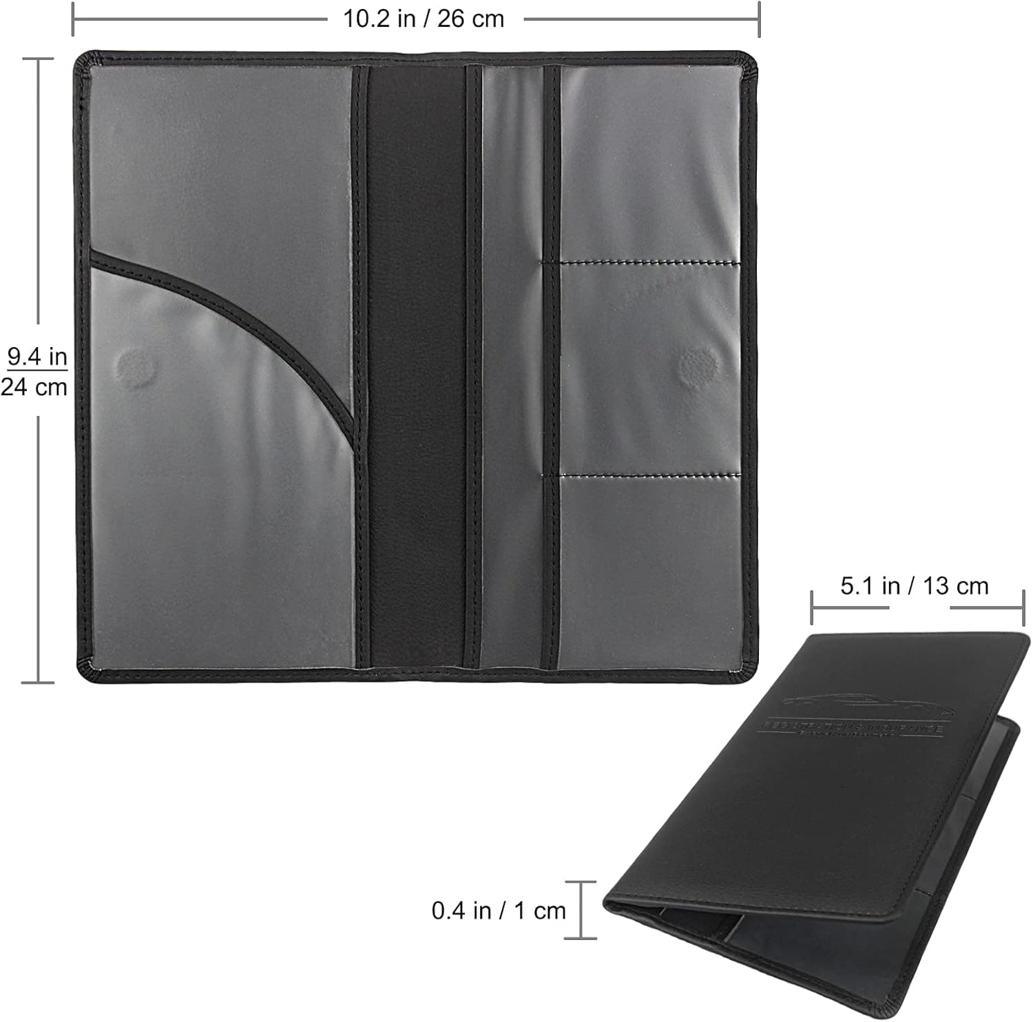 Premium Car Registration & Insurance Card Holder with Magnetic Shut, Vehicle Glove Box Car Organizer - For Documents, Cards, License (Black) - Image 3